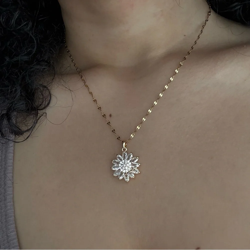 SOLD! Gold Soul Flower- 16” Gold Plated Stainless Steel Pendant Necklace - Picture 1 of 3